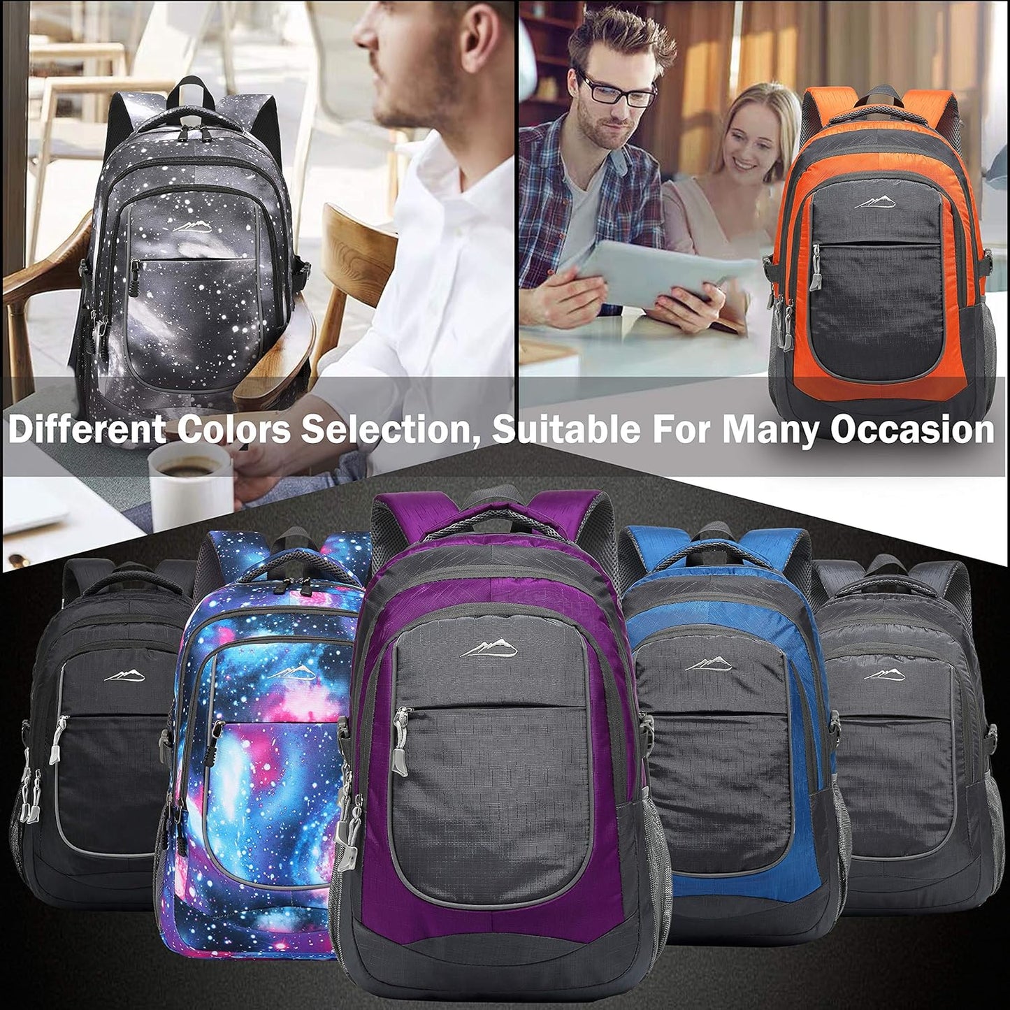 Proetrade Purple A Backpack - Stylish & Durable Bookbag for College, Travel & Hiking, Fits 15.6" Laptop, Multi-Compartment Design with Night Light & Reflective Details, Perfect Gift for Men & Women!