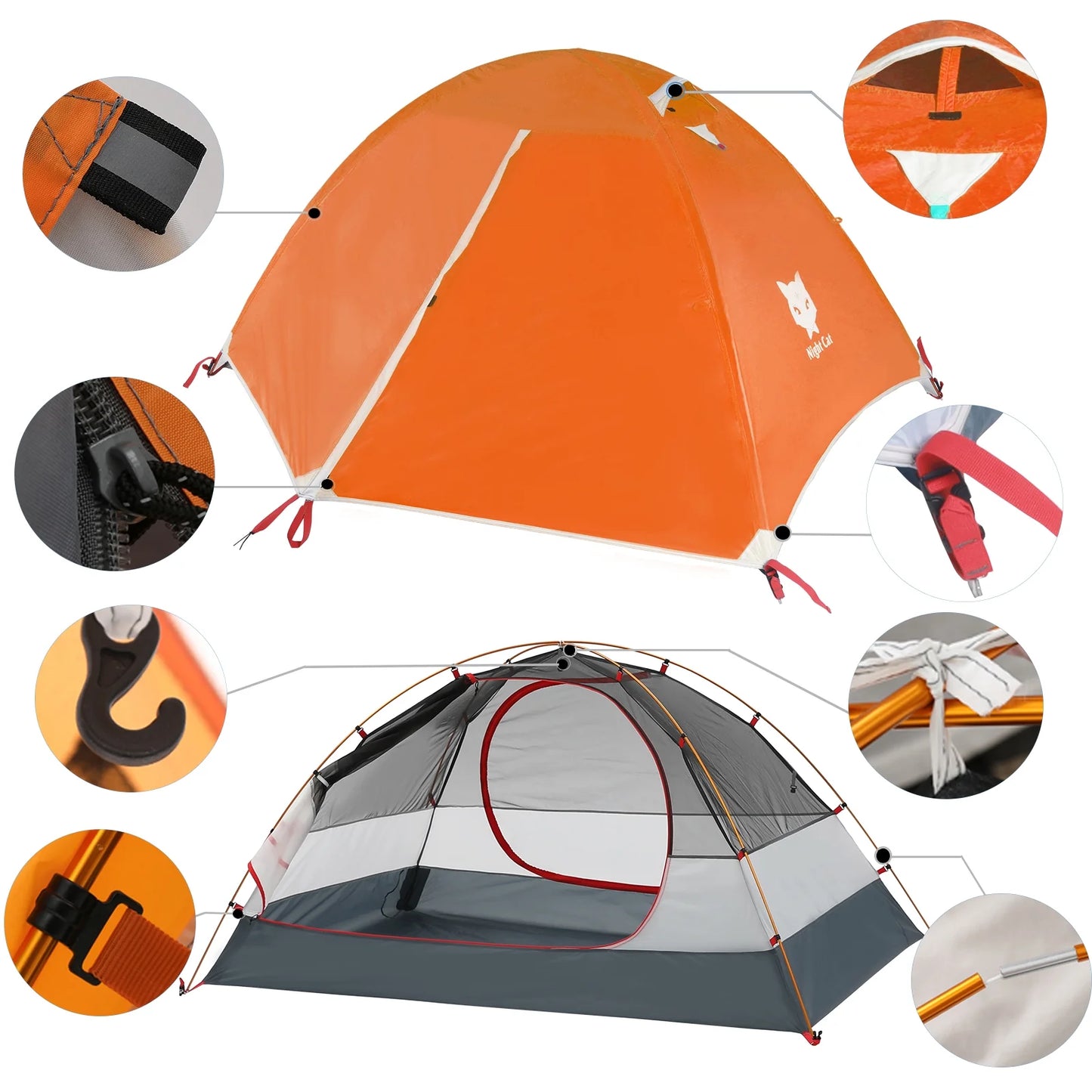 "Lightweight Backpacking Tent for 2 set up in a scenic outdoor location, showcasing its durable design and compact size."