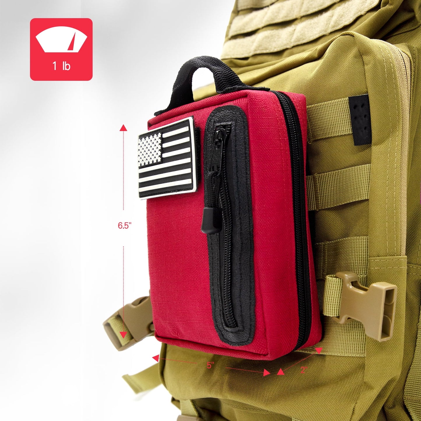 "Compact Premium First Aid Kit with travel-ready design, showcasing its organized and portable features for home, car, and outdoor use."