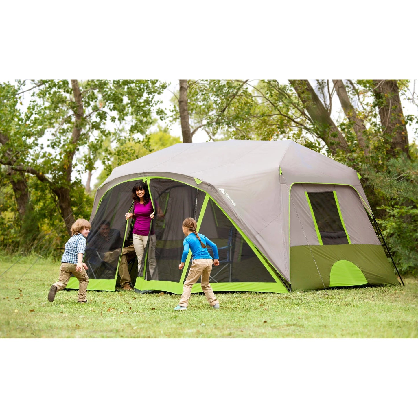 "9-Person Instant Cabin Tent with Screen Room - waterproof, easy setup, and perfect for family camping adventures."