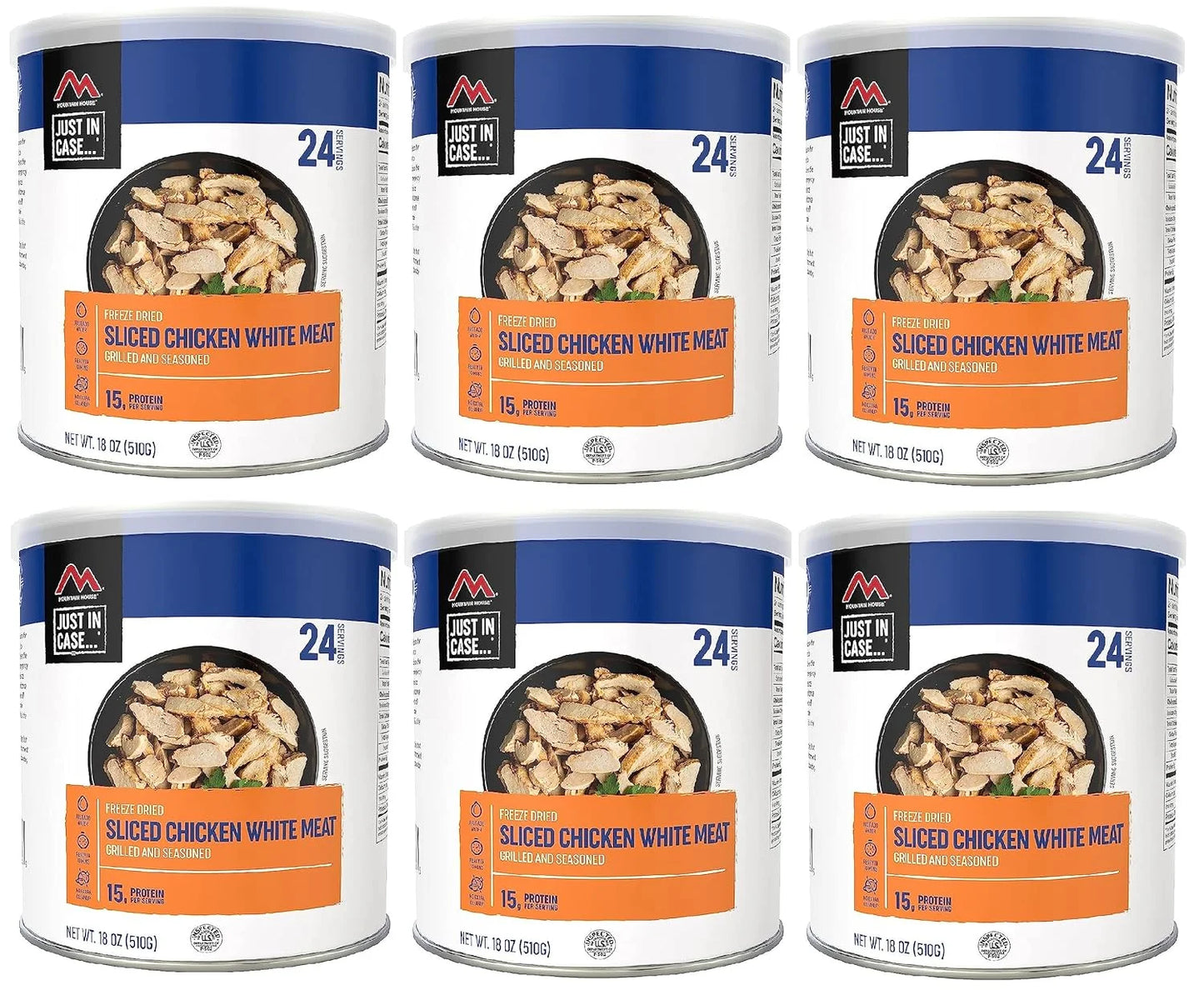Grilled Sliced Chicken #10 Can - 6 Cans of Freeze-Dried Emergency Food | 24 Convenient Servings for Camping & Survival