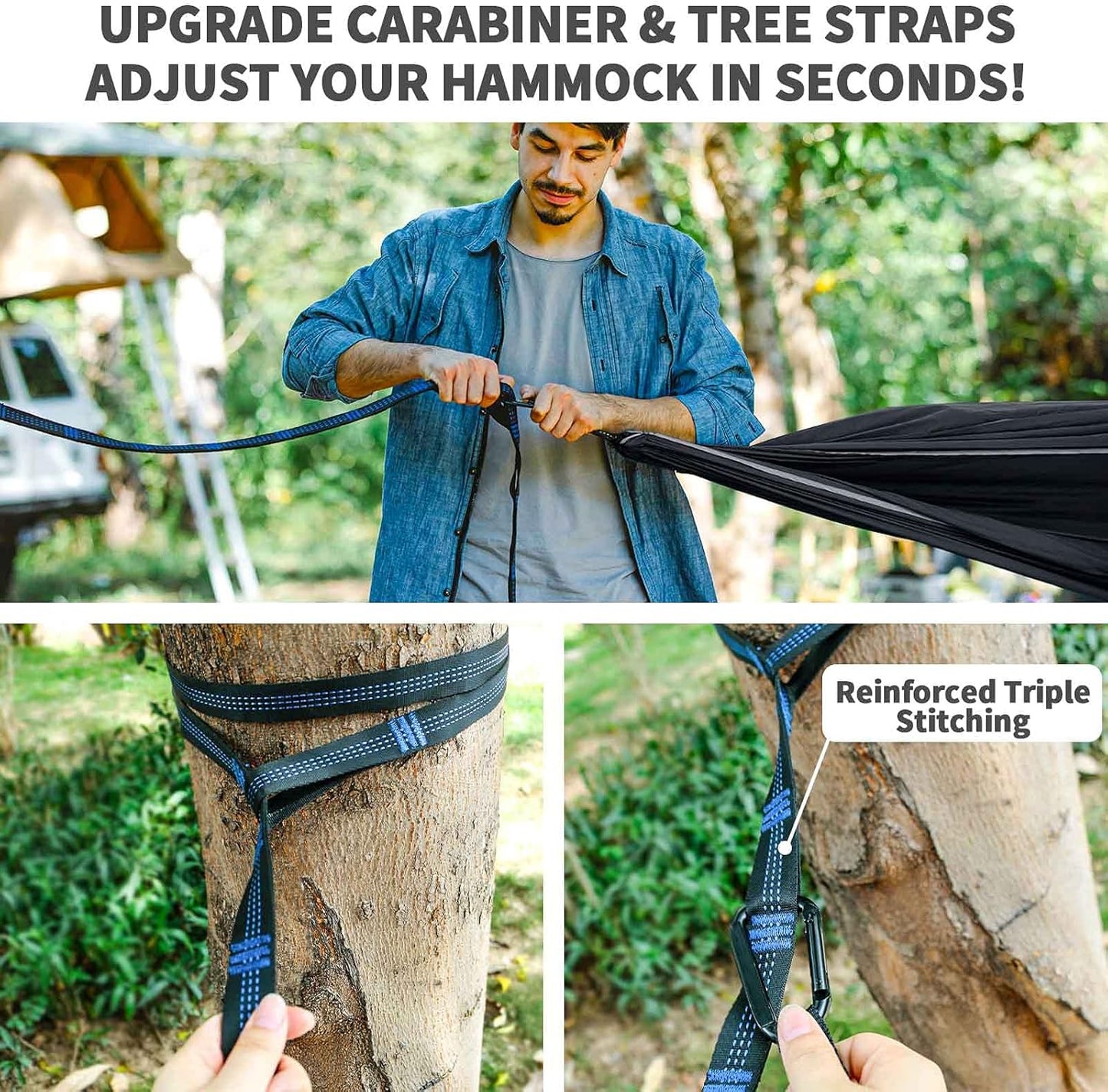 Ultimate Camping Hammock with Mosquito Net & Rain Fly – Portable Single/Double Nylon Parachute Hammock for Adventure & Relaxation, Complete with Heavy-Duty Tree Straps