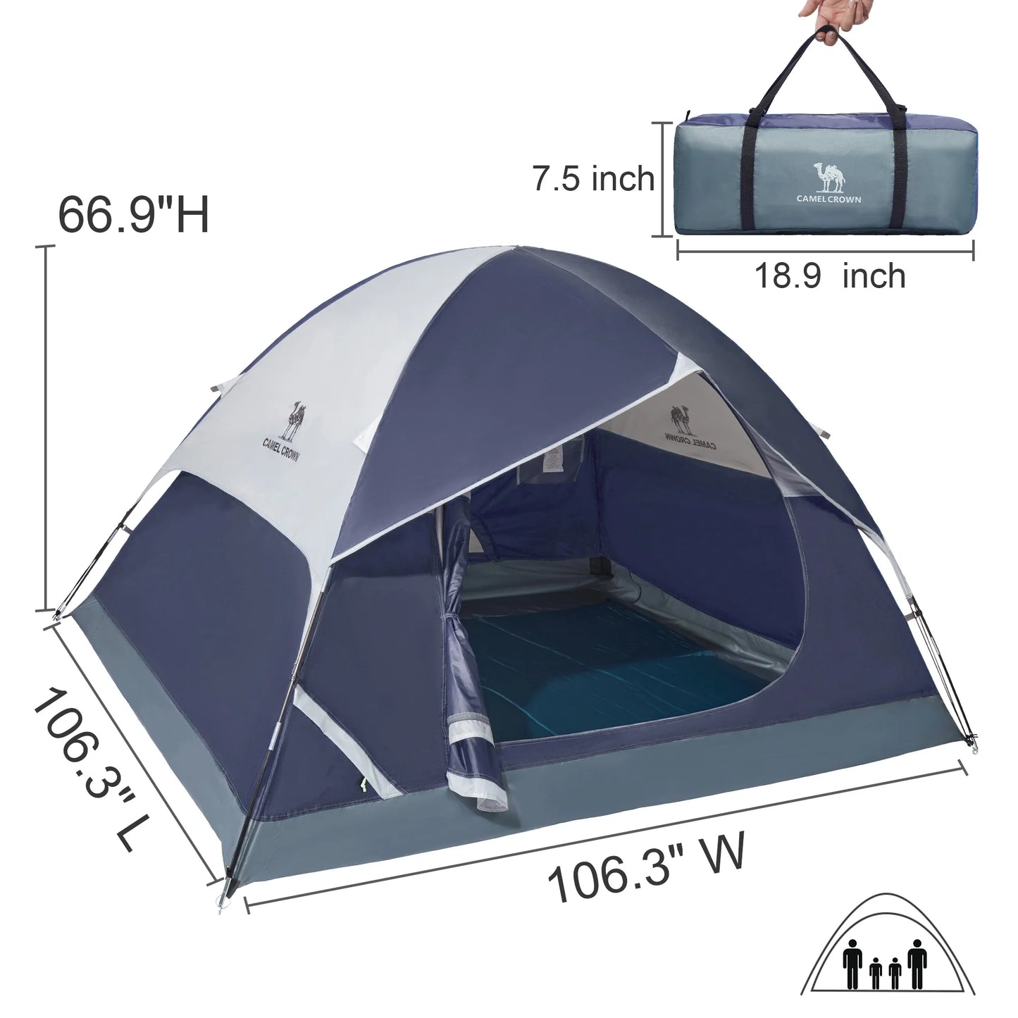 "5-6 Person Dome Tent - waterproof, easy setup, and spacious design for outdoor adventures."