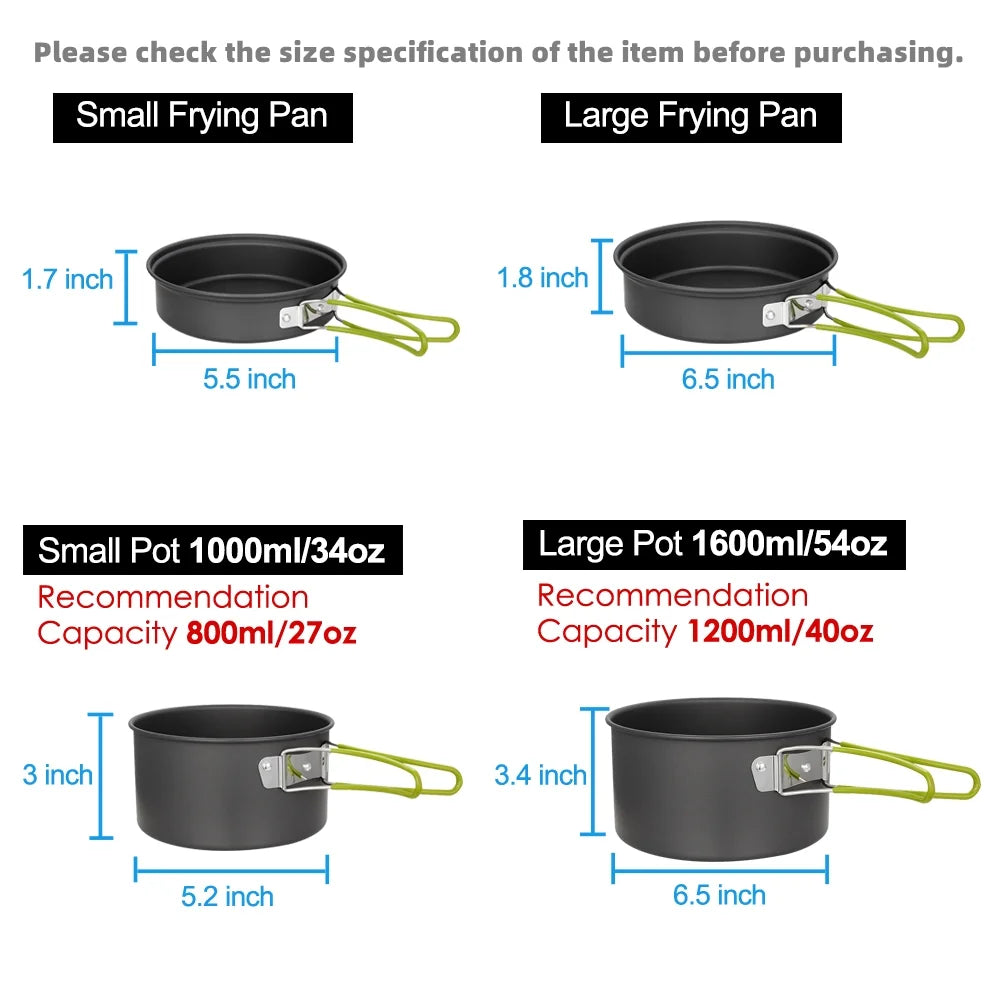 Emergency Cookware Set featuring a stackable, non-stick design, lightweight build, and compact size, perfect for camping, bug-out bags, and emergency preparedness.