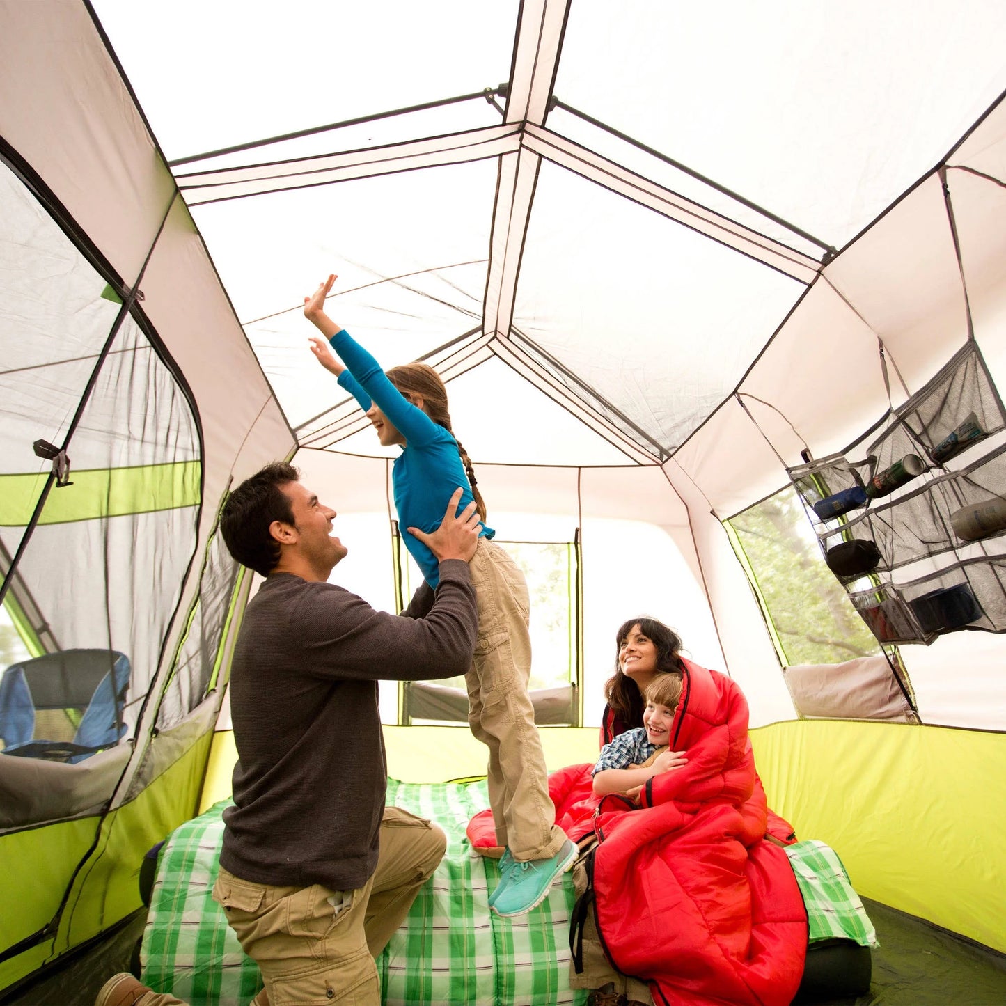 "9-Person Instant Cabin Tent with Screen Room - waterproof, easy setup, and perfect for family camping adventures."