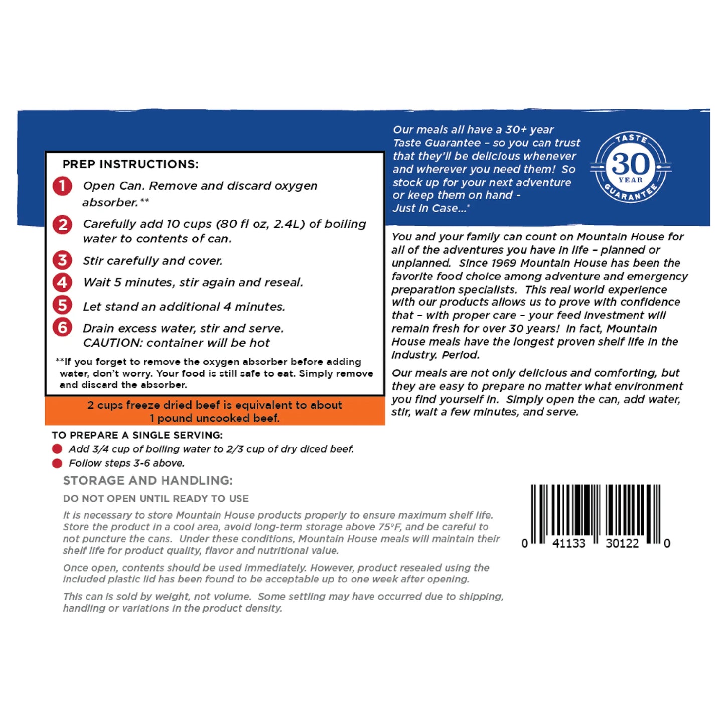 Diced Beef - Flavorful Freeze-Dried Emergency Food for Camping, Hiking & Backpacking - Gluten-Free #10 Can