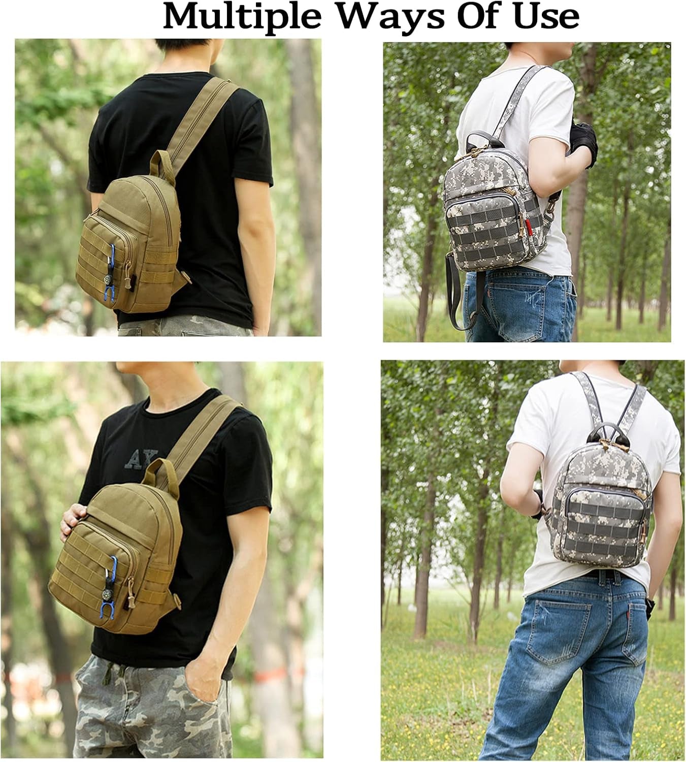Compact Mini Tactical Backpack - 6L Sling Bag for Travel & Running with Carabiner - Ideal for Men & Women