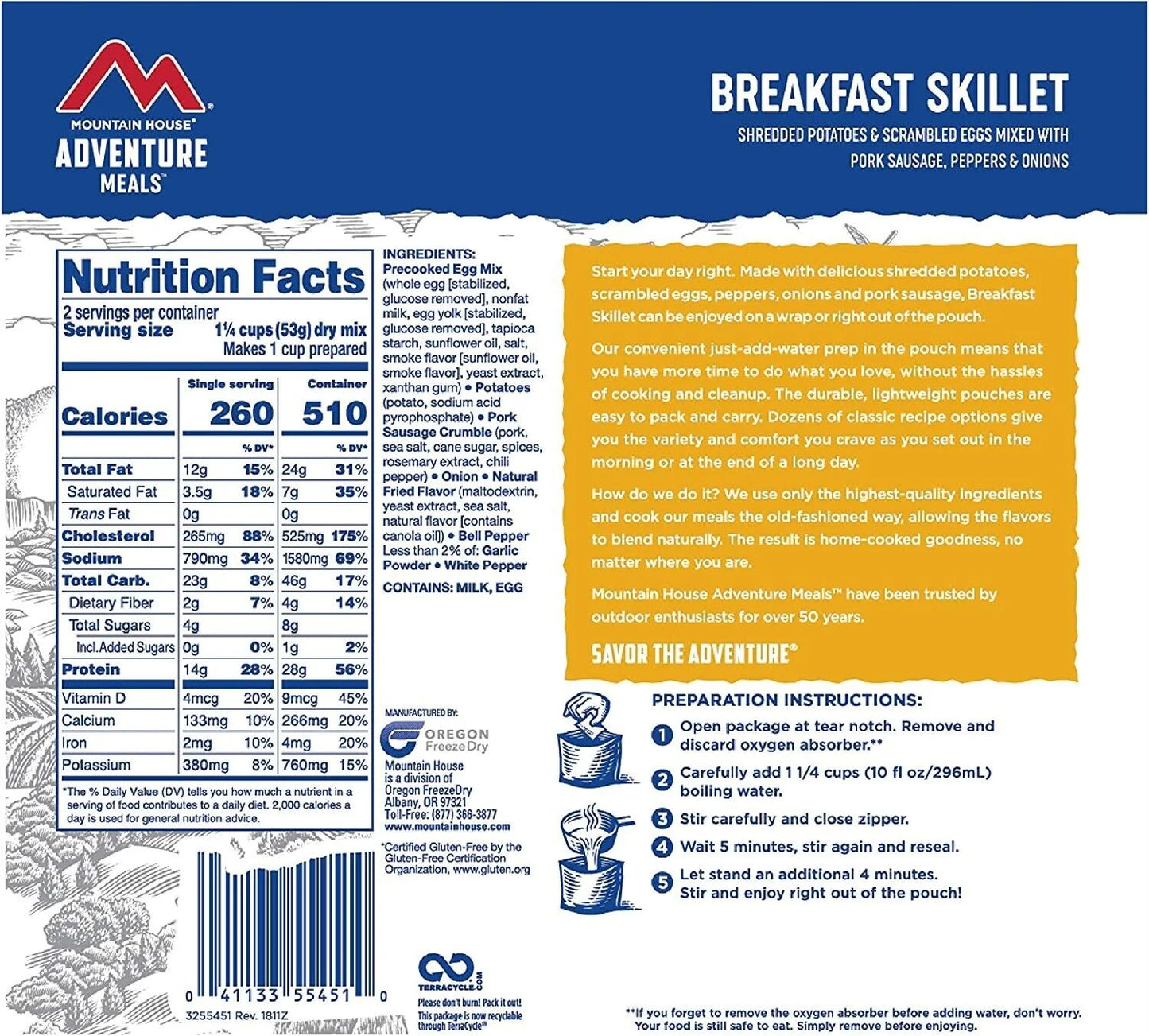 Ultimate Survival Breakfast Skillet - 6 Pouches of Emergency Food with 30-Year Shelf Life & Gluten Free!