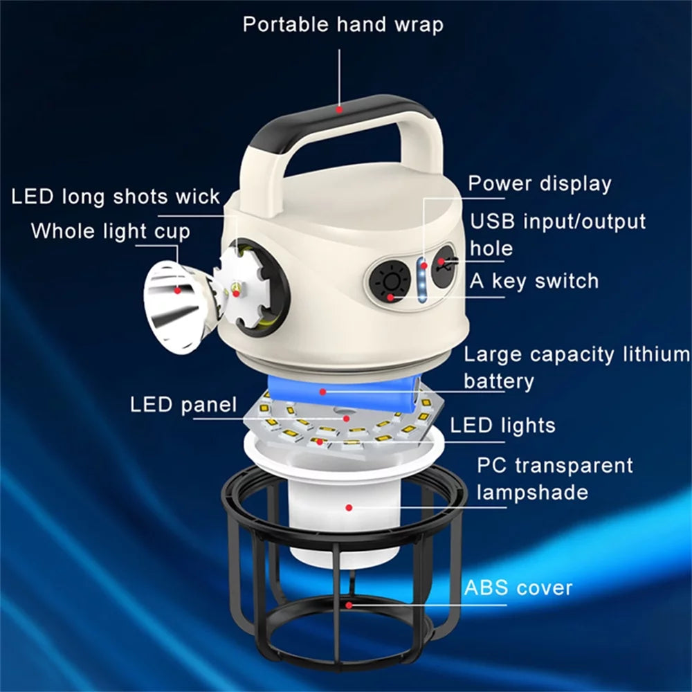Image of a Rechargeable LED Light featuring USB charging, dual light modes, and a durable design, ideal for camping, bug-out bags, and emergency preparedness, displayed on a clean white background.