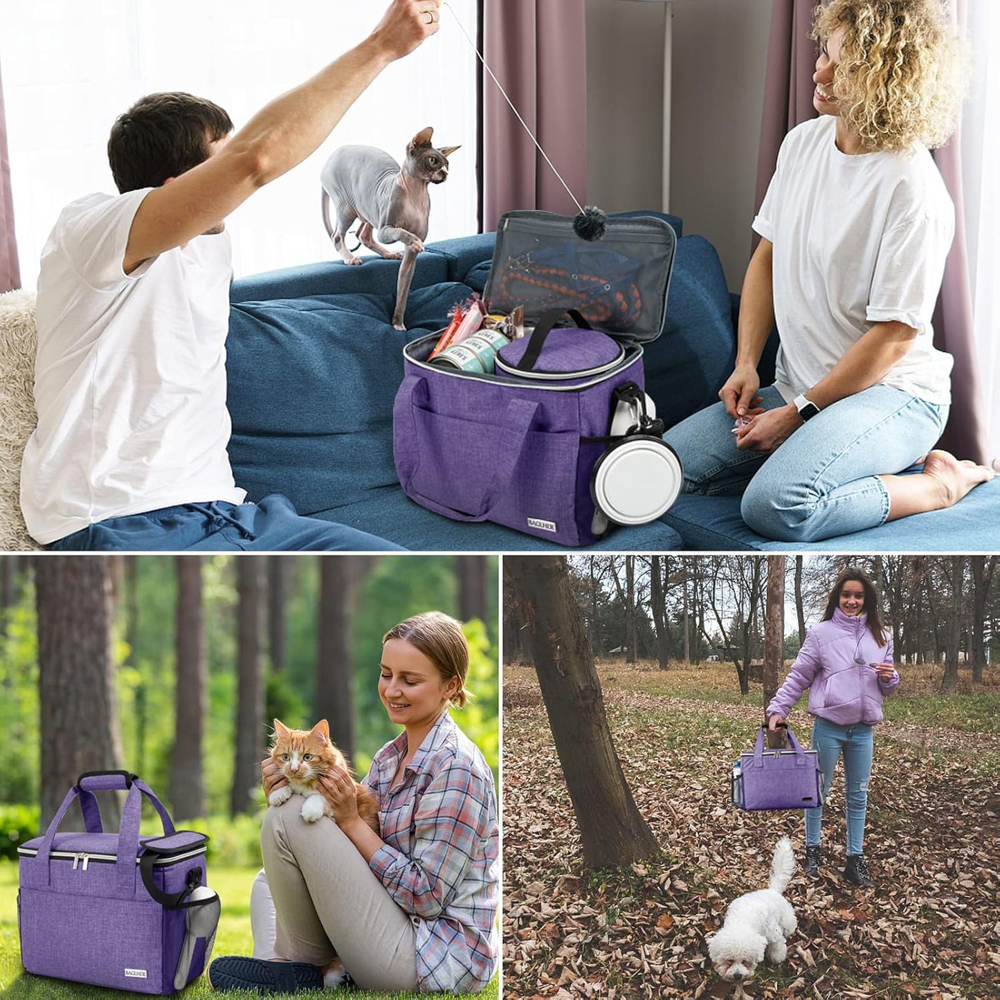 Ultimate Pet Travel Backpack - 5-Piece Set with Food Containers, Foldable Bowls & Shoulder Strap for On-the-Go Adventures!