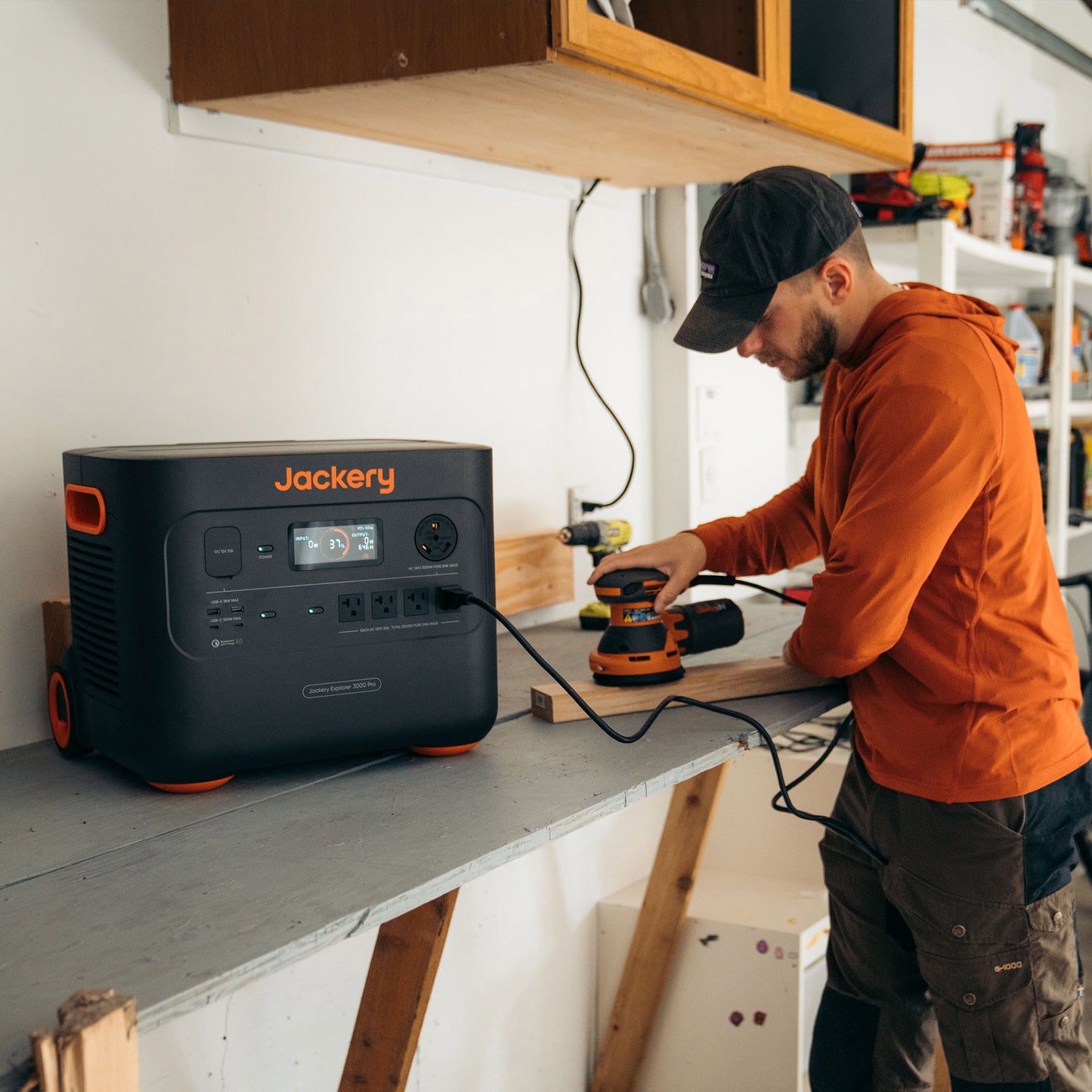 Portable solar generator with 3000W capacity, 2x 100W waterproof solar panels, and a wheeled design. Ideal for camping, emergencies, and off-grid power needs.