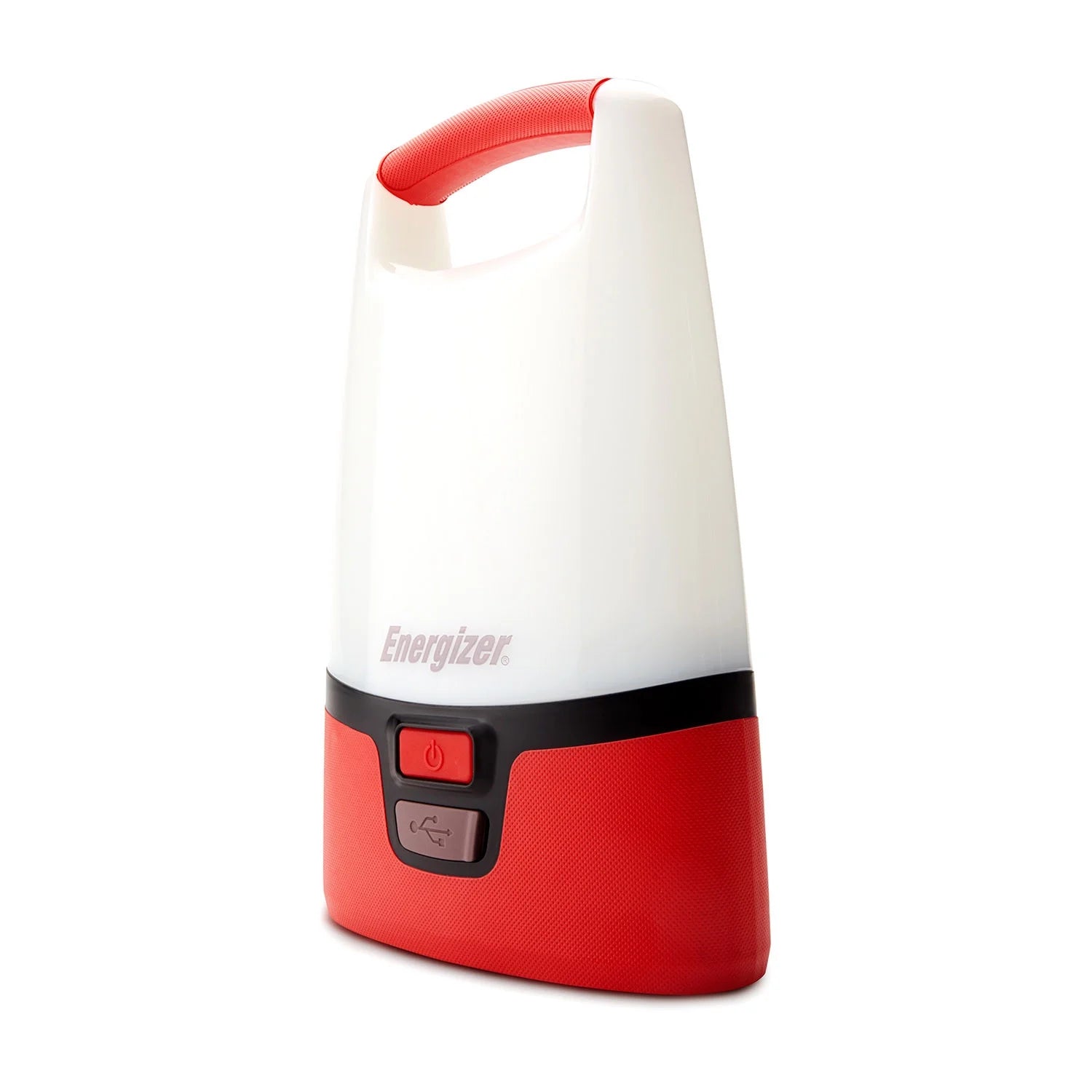Image of the 1200 Lumens Red LED USB Lantern featuring durable construction, USB charging, and bright 360° illumination, ideal for camping, emergencies, and outdoor use, displayed on a clean white background.
