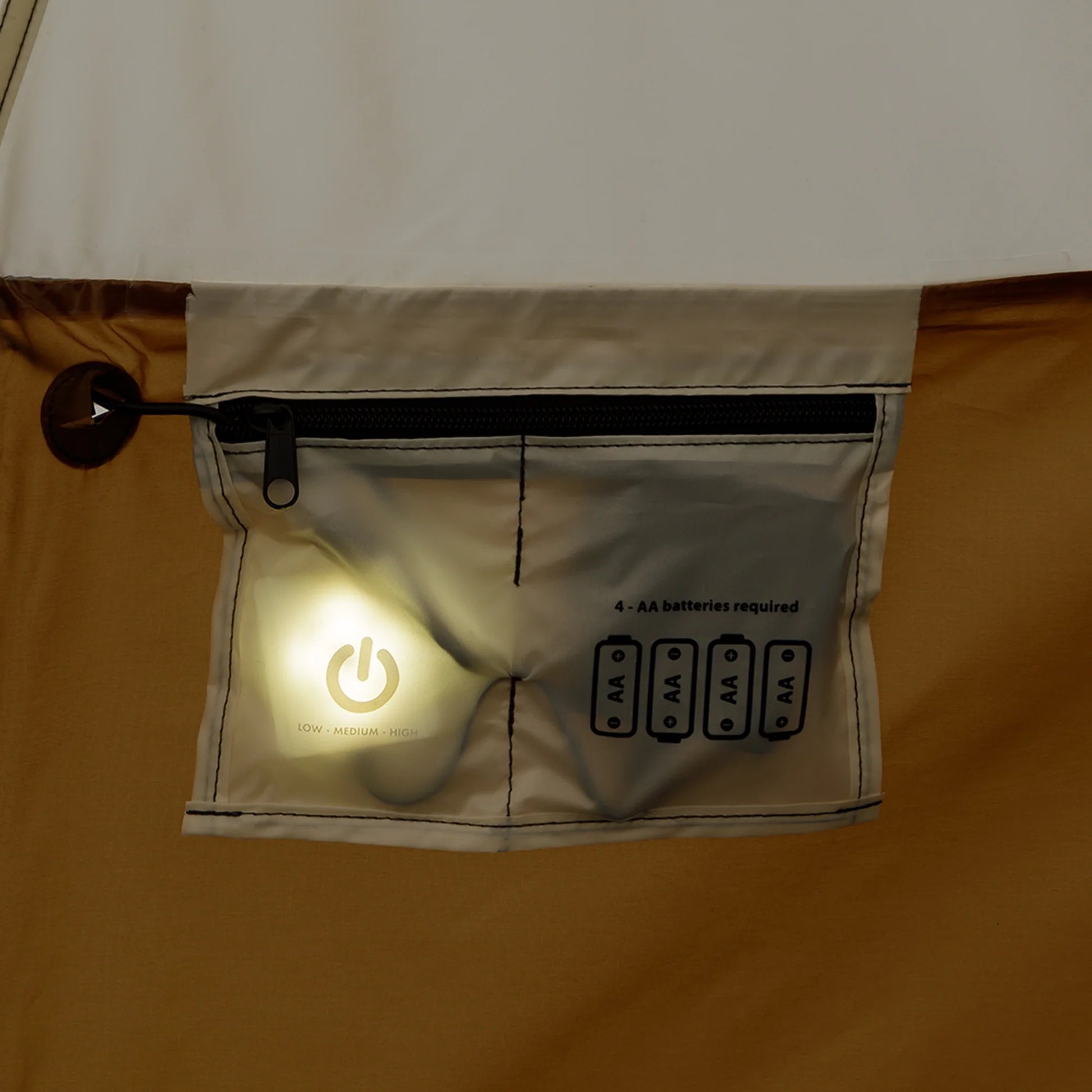 "8-Person Instant Cabin Tent set up in a campsite, showcasing its spacious interior, LED lighted poles, and durable design."
