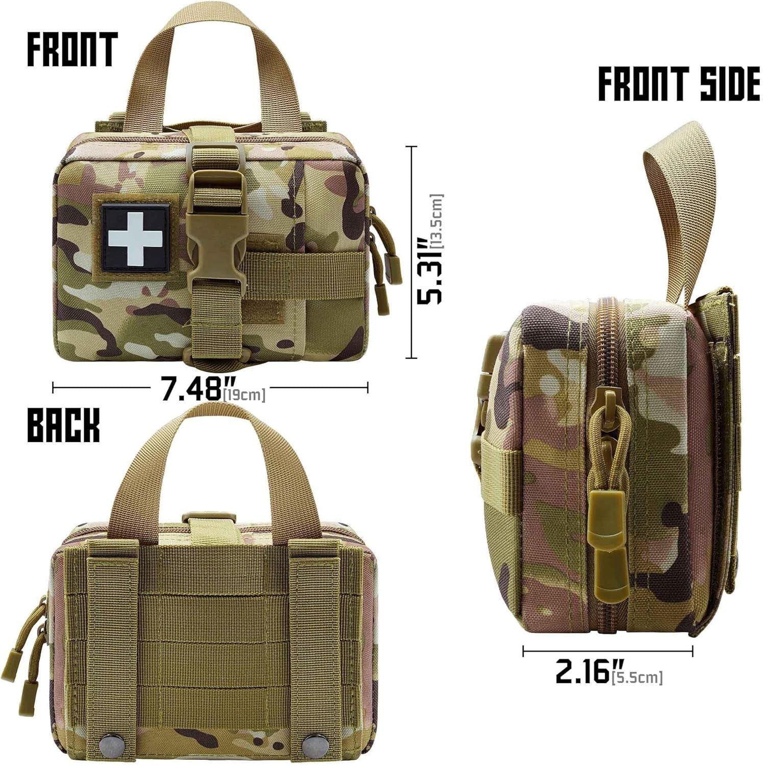Front view of Fred’s Tactical Rip-Away IFAK Pouch in red – compact and durable first aid bag for emergencies.