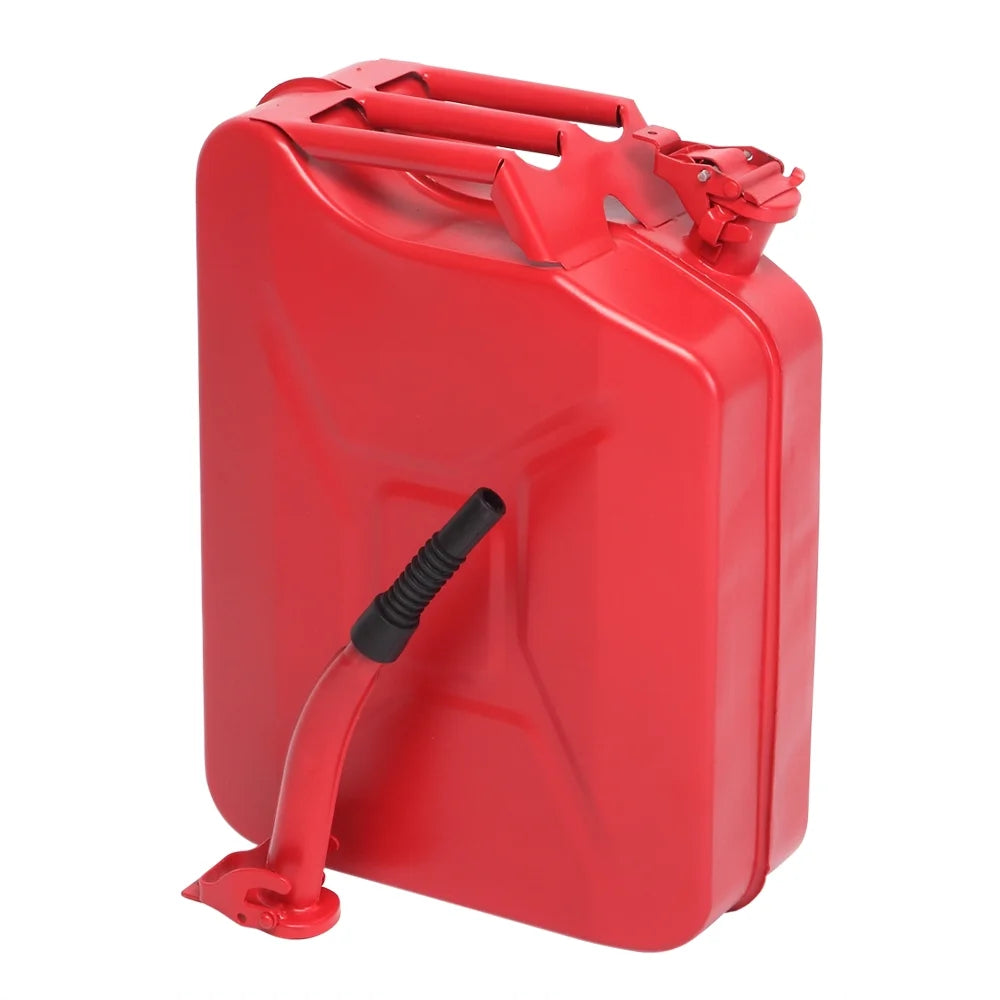 Portable Jerry Can 20L 5Gal Capacity, Emergency Backup Fuel Container, Red, US Standard