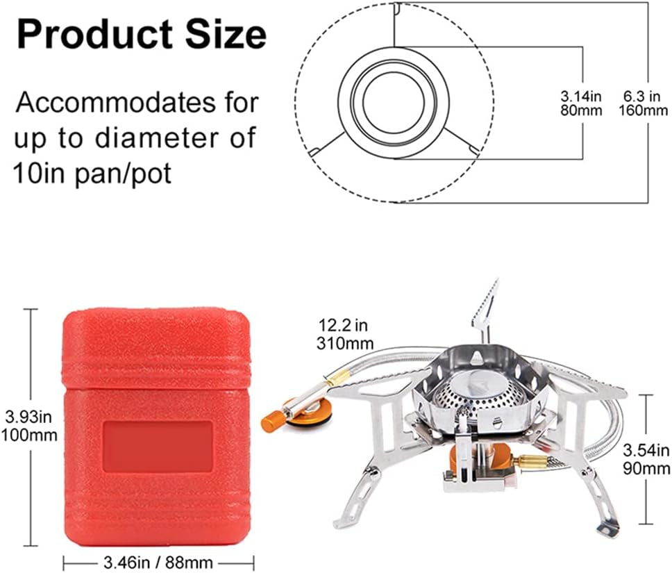 3500W Camp Stove, Windproof Collapsible Camping Gas Stove, Portable Backpacking Stove with Piezo Ignition for Outdoor Backpacking, Hiking and Picnicking