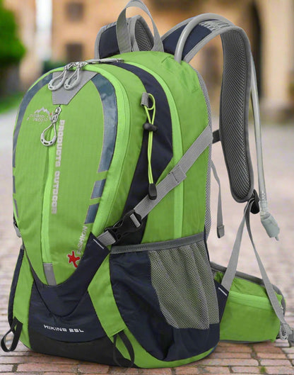 NOXTO 25L Hydration Daypack with a 2L water bladder, rain cover, and lightweight, ergonomic design. Includes a suspension system for comfort and 25L capacity for hiking, cycling, and camping essentials.
