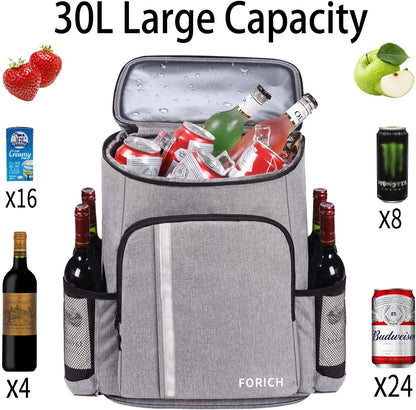 FORICH Lightweight Waterproof Backpack Cooler - Insulated, Leakproof Soft Cooler for Work, Beach, Picnics, Camping & Hiking - Holds 30 Cans