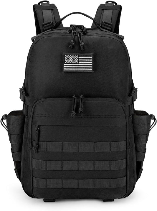 40L Waterproof Outdoor Camping Backpack – Versatile Hiking Day Pack with Bottle Holder for Men and Women, Perfect for Travel and Everyday Use, Black