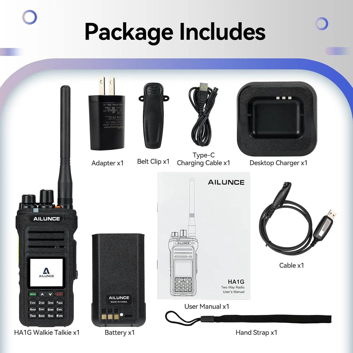 Ailunce HA1G GMRS Radio, GMRS Handheld Radio, IP67 Waterproof, NOAA, 2800Mah, GMRS Repeater Capable Two Way Radio with USB-C Charging