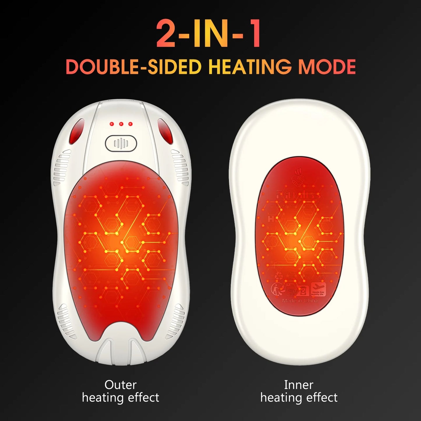 Hand Warmer Rechargeable, 2 Packs of 10000Mah Magnetic Portable Hand Warmer, 6-9 Hours Safe Heating, Protect Your Hands,Feet and Other Parts of the Warmth, for Skiing, Camping,Pinkwhite