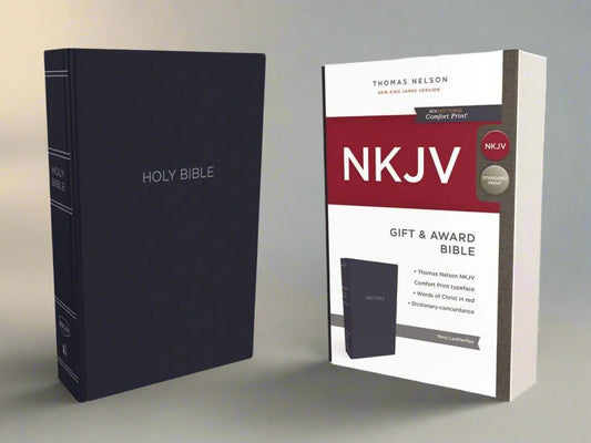 NKJV Gift and Award Bible - Luxurious Leather-Look Blue, Red Letter Edition (Hardcover)