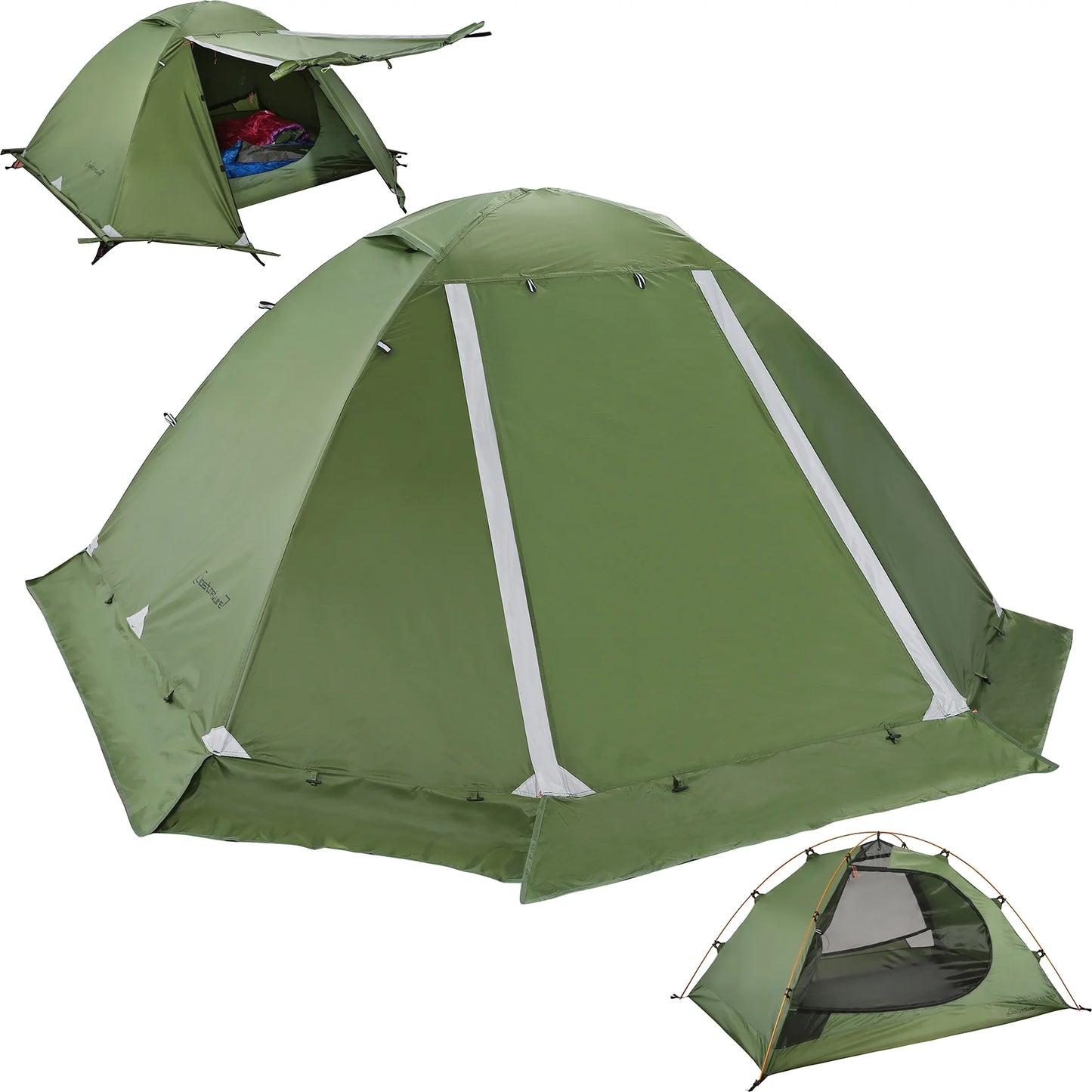"Lightweight 2-Person Backpacking Tent - waterproof and portable with convenient carry bag."
