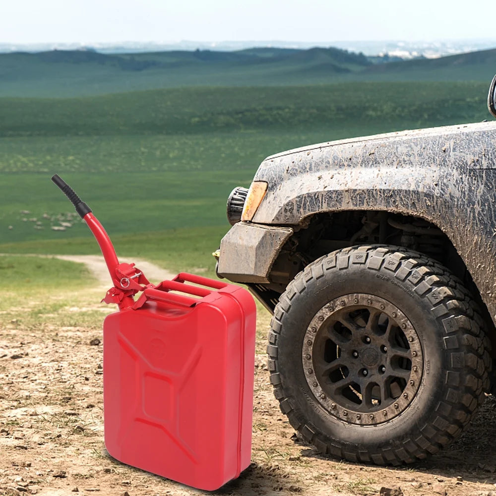 Portable Jerry Can 20L 5Gal Capacity, Emergency Backup Fuel Container, Red, US Standard