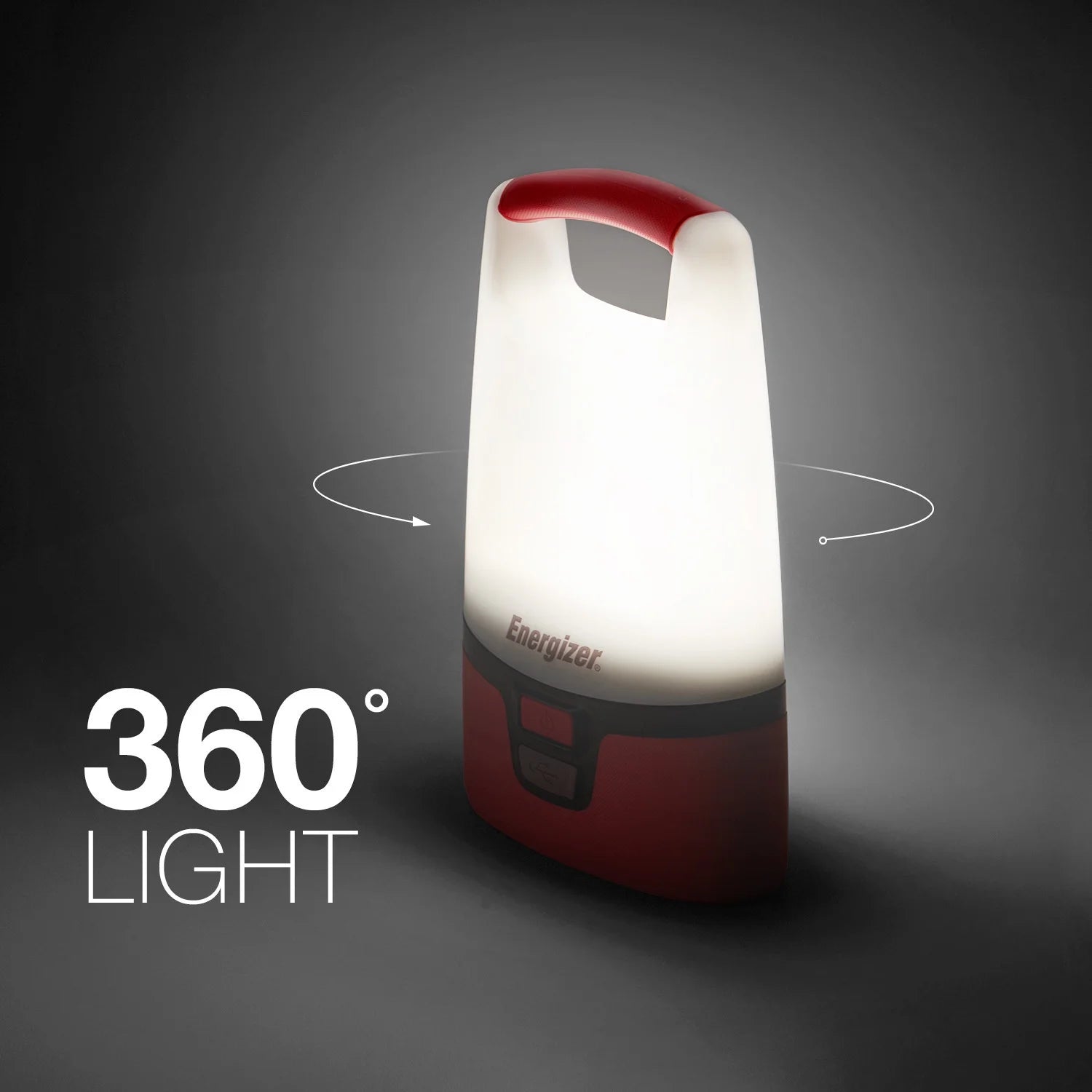 Image of the 1200 Lumens Red LED USB Lantern featuring durable construction, USB charging, and bright 360° illumination, ideal for camping, emergencies, and outdoor use, displayed on a clean white background.
