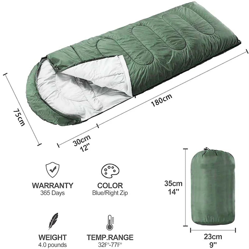 83" Sleeping Bag, Camping Waterproof Lightweight Sleeping Bag for Adult, Camping Gear Equipment for Travel Camping Picnic Climbing (Deep Green, 41℉- 68 ℉)