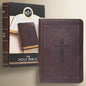 Compact Large Print KJV Holy Bible - Dark Brown Faux Leather, Red Letter Edition with Ribbon Marker