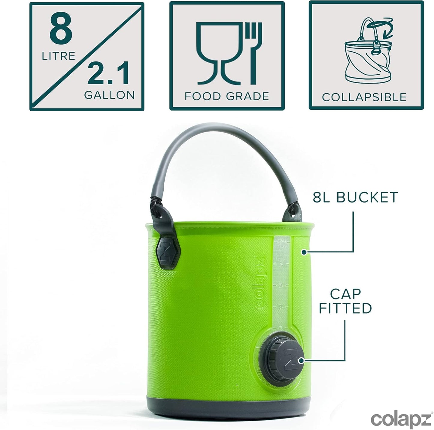 2-In-1 Collapsible Camping Water Container - Sports Water Jug - RV Bucket with Spigot - Water Jug Dispenser - Green