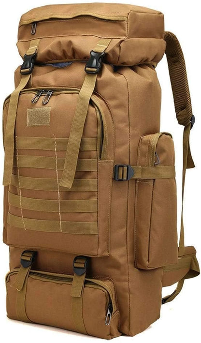 80L Waterproof Hiking Backpack - Spacious and Durable Outdoor Sport Shoulder Bag for Camping and Trekking (Khaki)