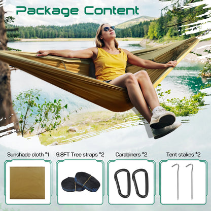 3-in-1 Portable Camping Hammock Tent - 550Lbs Capacity, Compact Design (15.7 x 9 inches) - Black