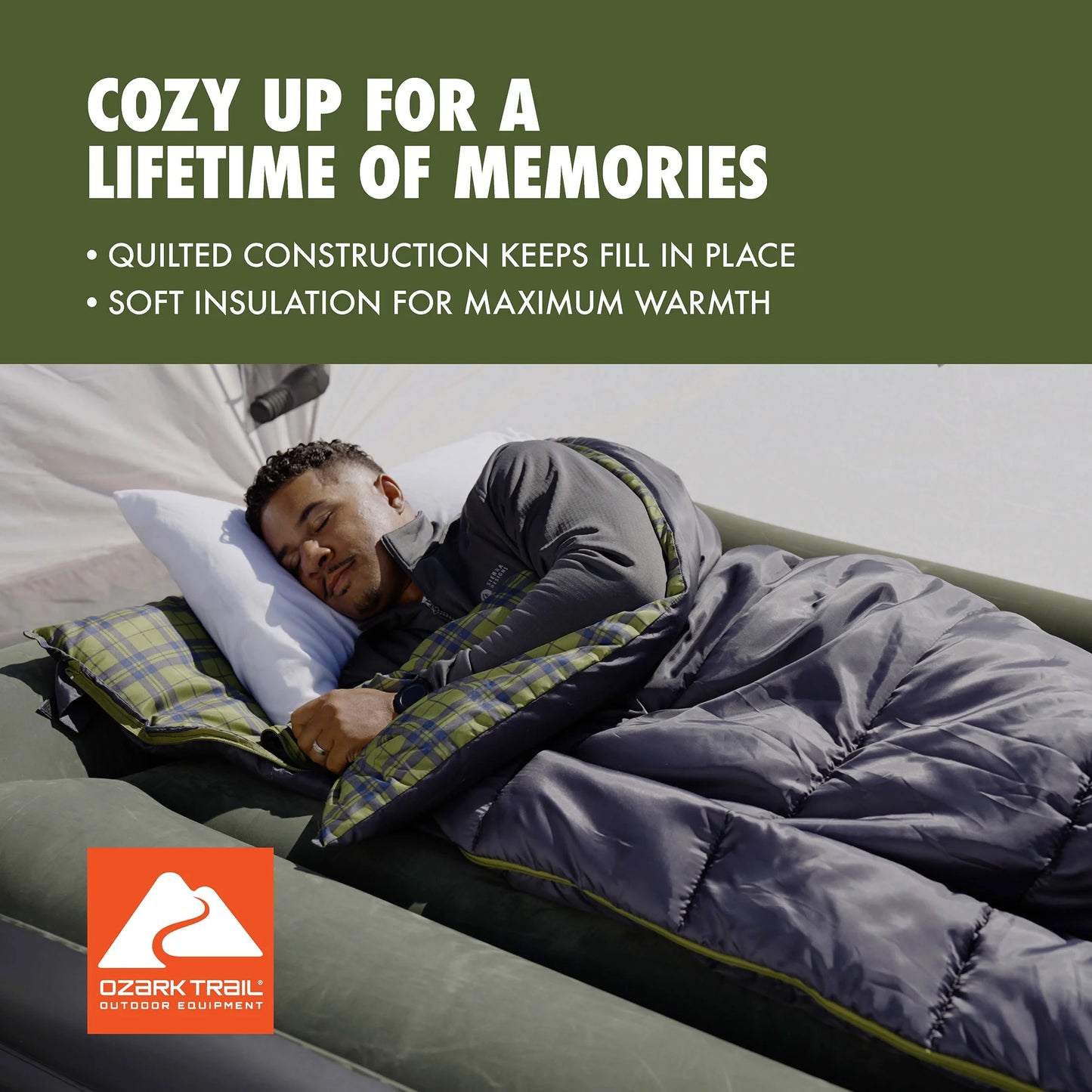 Stay Cozy with the  30F Oversized Cool Weather Sleeping Bag - 2 Pack Gray!
