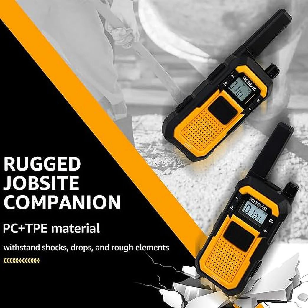 RB48 Heavy Duty Walkie Talkies,Waterproof Two Way Radio,Shock-Resistant,2000 Mah,Emergency,2 Way Radio Long Range for Job Site (4 Pack)