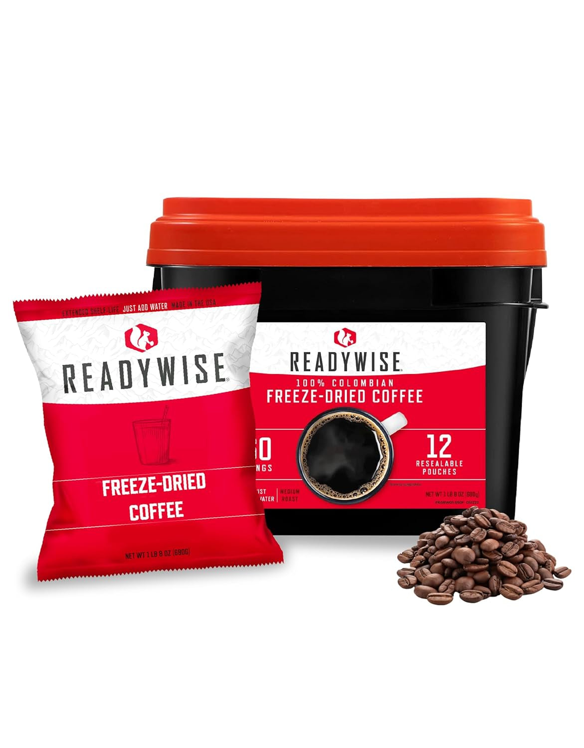 READYWISE - Entrée Grab & Go Bucket, 60 Servings, Emergency, MRE Supply, Premade, Freeze Dried Survival Food for Hiking, Adventure & Camping Essentials, Individually Packaged, 25 Year Shelf Life