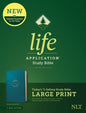 NLT Life Application Study Bible, Large Print Edition - Beautiful Teal Blue Leatherlike Cover
