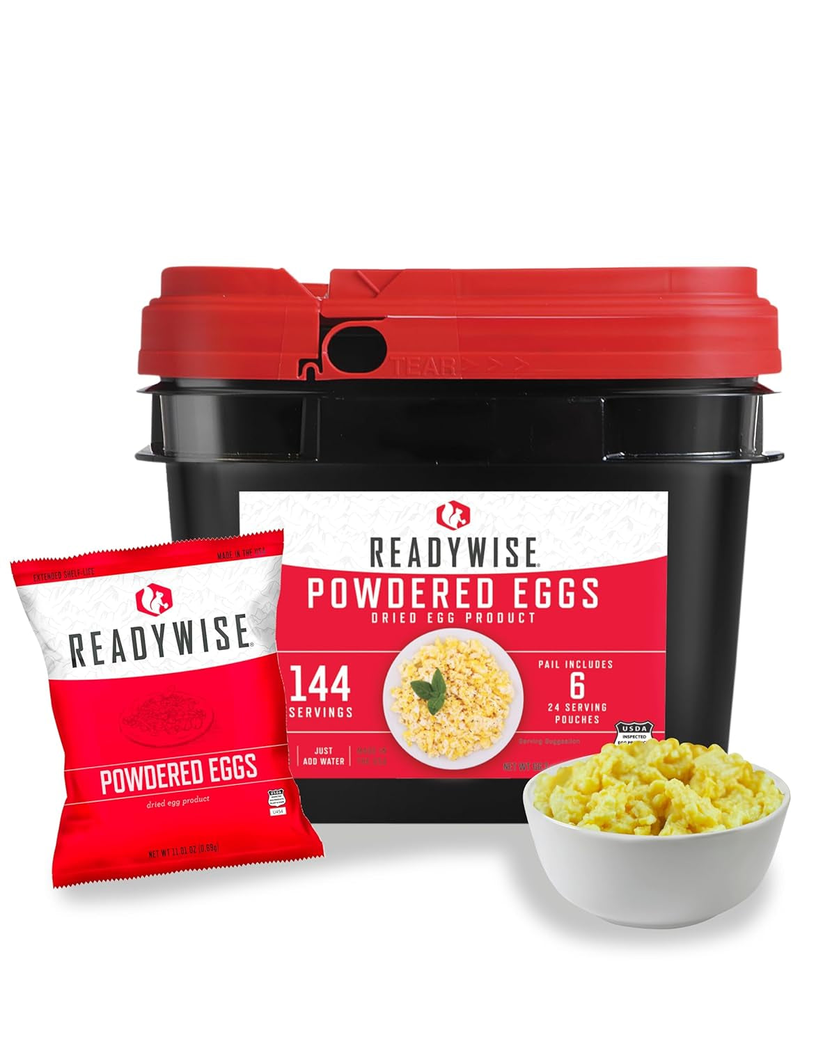 READYWISE - Entrée Grab & Go Bucket, 60 Servings, Emergency, MRE Supply, Premade, Freeze Dried Survival Food for Hiking, Adventure & Camping Essentials, Individually Packaged, 25 Year Shelf Life