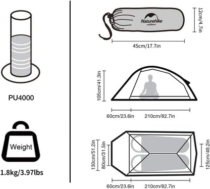 "Naturehike Ultralight 2-Person Free-Standing Tent - lightweight and waterproof for camping and backpacking adventures."
