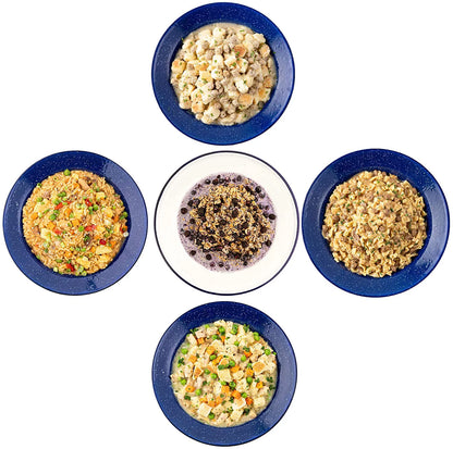 "Mountain House 3-Day Emergency Food Supply - 18 servings of premium freeze-dried meals for emergency prep and outdoor adventures."

