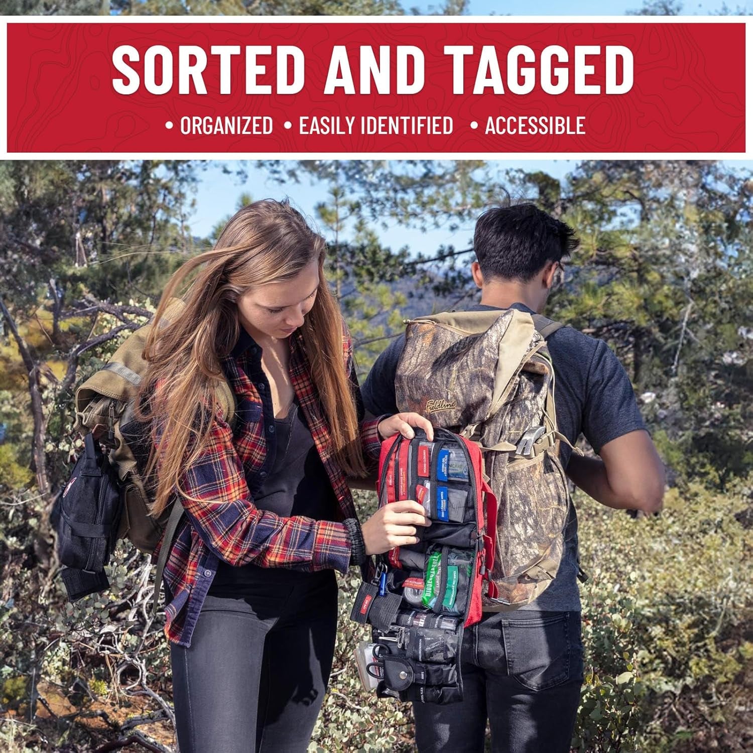 "Survivor's Choice Premium First Aid Kit - military-grade medical supplies in a water-resistant 600D case for emergencies and travel."
