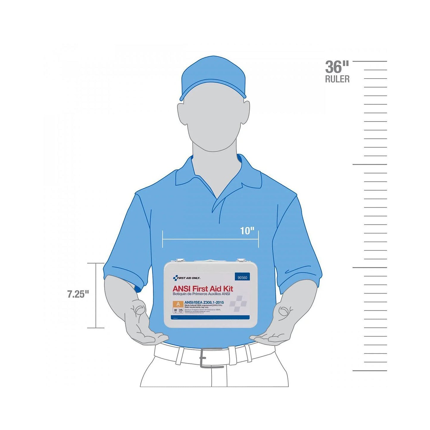 "Class A 25-Person First Aid Kit in a durable metal case, wall-mounted, showcasing its weatherproof design and organized supplies."
