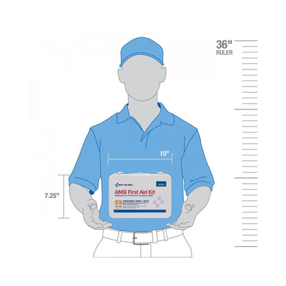 "Class A 25-Person First Aid Kit in a durable metal case, wall-mounted, showcasing its weatherproof design and organized supplies."
