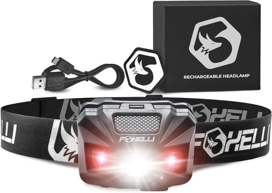 Rechargeable LED Headlamp – Ultralight, Waterproof, and USB Rechargeable Headlamp with Red Light for Running, Camping, Hiking & Outdoors