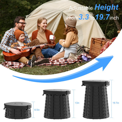 Image of a portable toilet with a 380lb capacity, featuring adjustable height, foldable design, and durable build, ideal for camping and emergency preparedness, displayed on a clean white background.
