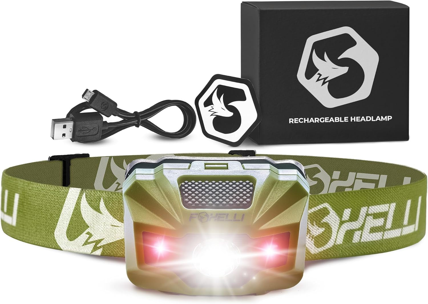 Rechargeable LED Headlamp – Ultralight, Waterproof, and USB Rechargeable Headlamp with Red Light for Running, Camping, Hiking & Outdoors