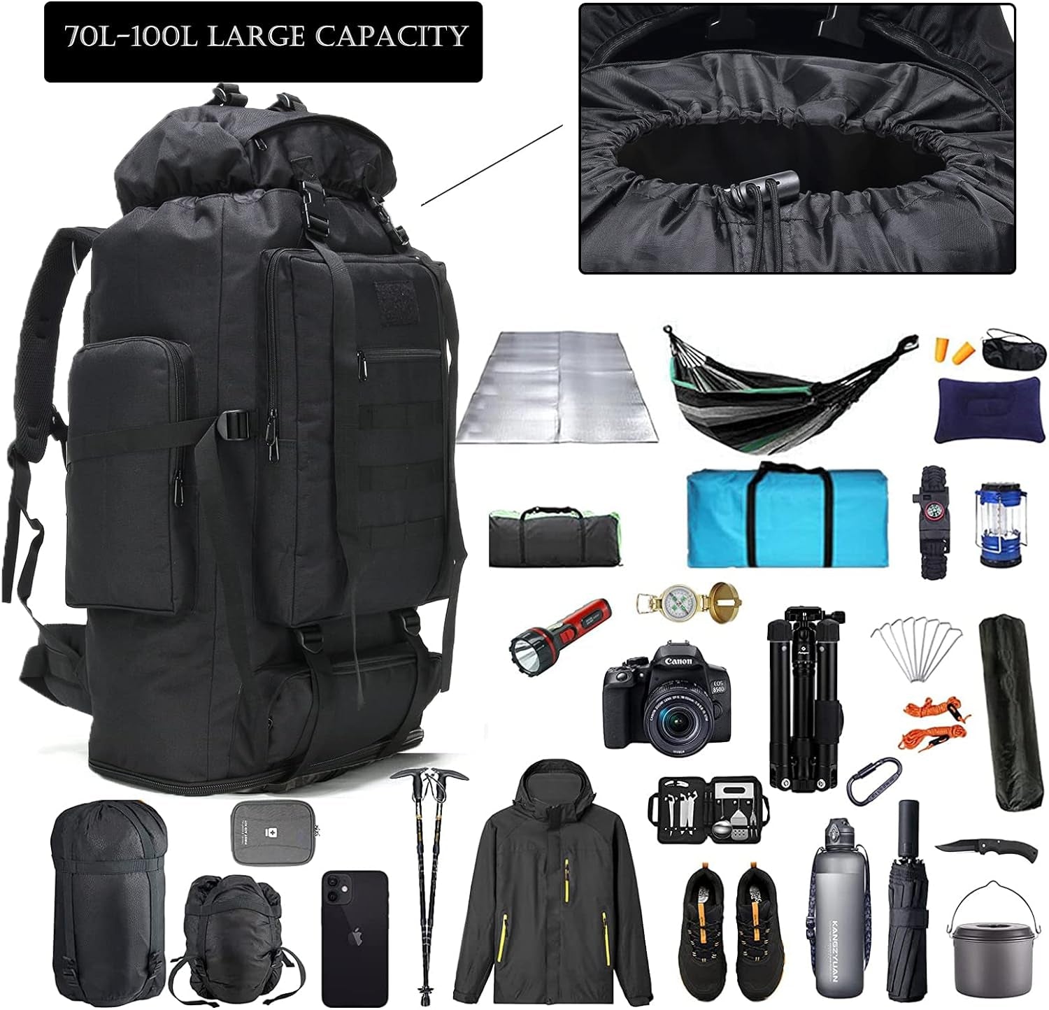 Ultimate 70L/100L Hiking Backpack for Men - Military-Grade Molle Rucksack, Ideal for 3-Day Camping & Climbing Adventures