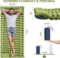 Image of a camping pad with a built-in pillow, featuring an extra-wide ripple air cell design, ultralight construction, and durable materials, ideal for backpacking and emergency preparedness, displayed on a clean white background.
