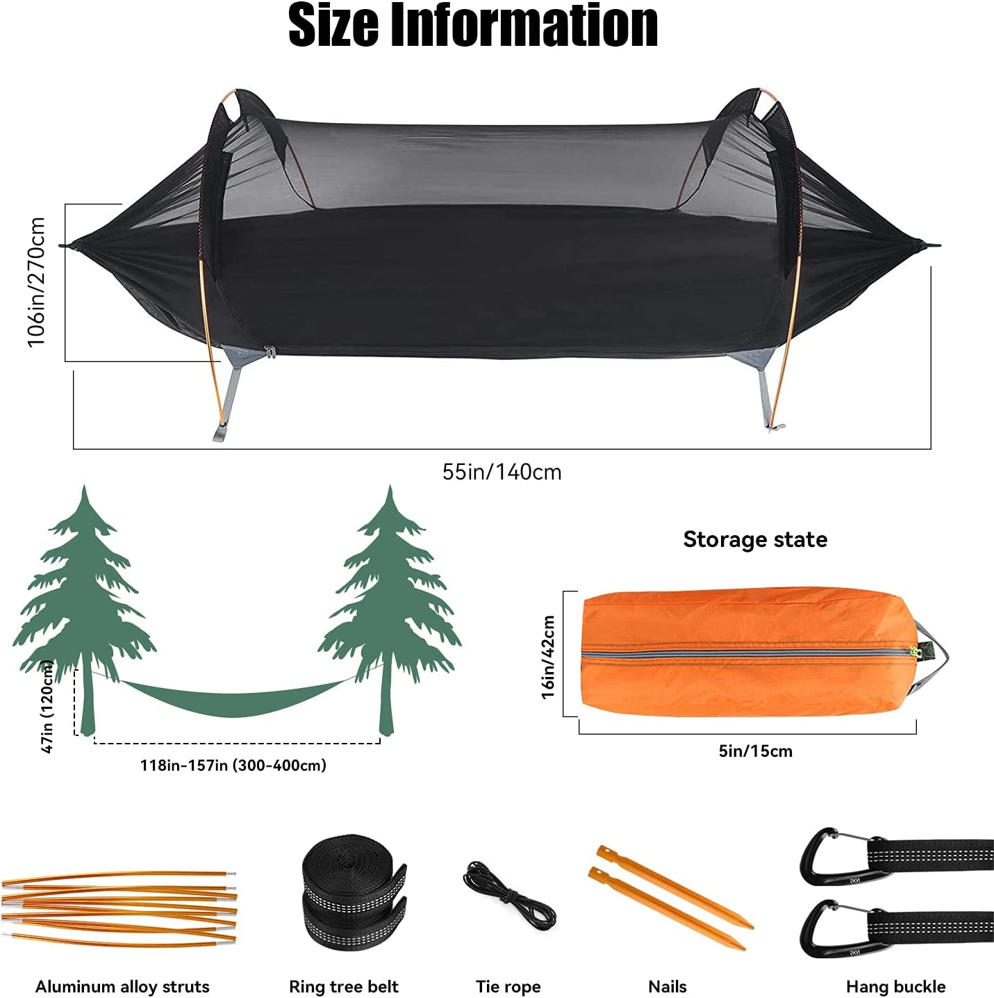 Camping Hammock with Mosquito Net and Rainfly Cover,Camping Hammock,Lightweight Portable Hammock,Waterproof Camping Hammock for Outdoor Backpacking Hiking Travel